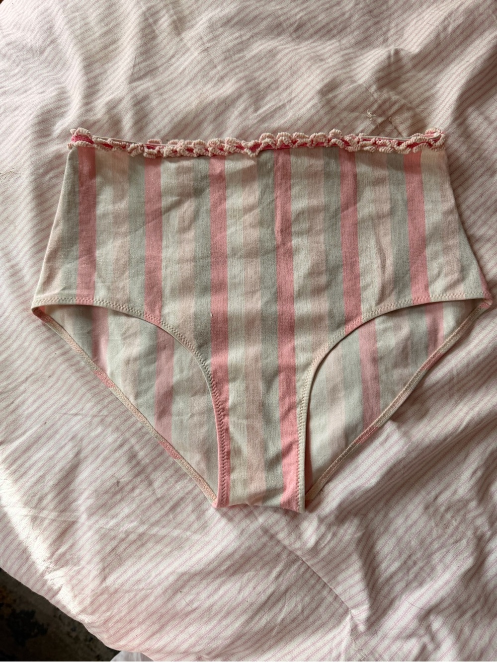 Kristina Ti High-Waist Pink and Cream Striped bikini Bottoms Italy